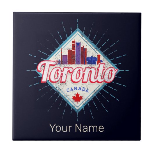 Toronto Skyline Ontario Retro Canada Vintage Tegeltje (Voorkant)