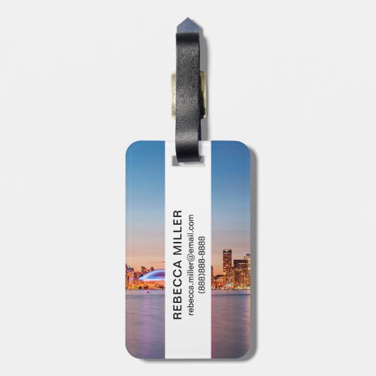 Toronto Skyline op Sunset Bagagelabel (Achterkant verticaal)