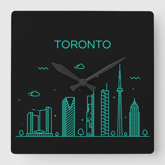 Toronto skyline vierkante klok (Voorkant)