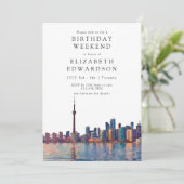Toronto Skyline Watercolor Birthday Weekend Kaart (Staand voorkant)