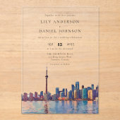 Toronto Skyline Watercolor Destination Wedding Acryl Uitnodigingen (Voorkant)