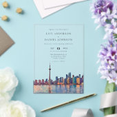 Toronto Skyline Watercolor Destination Wedding Acryl Uitnodigingen (Insitu (Huwelijk))