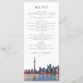 Toronto Skyline Watercolor Destination Wedding Menu (Voorkant)