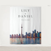 Toronto Skyline Wedding Photo Backdrop Wandkleed (Voorkant)