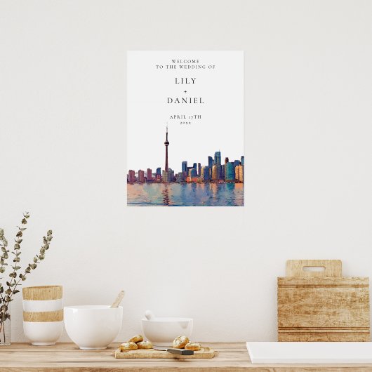 Toronto Skyline Wedding Welcome Sign Poster (Keuken)