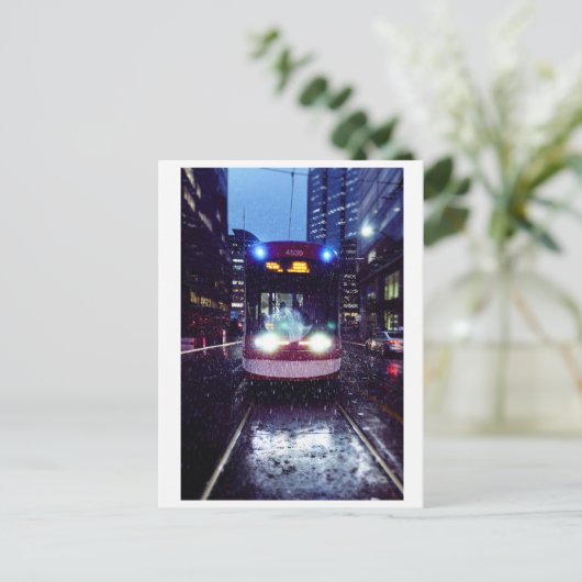 Toronto, Street Car in Heavy Rain Briefkaart (Staand voorkant)