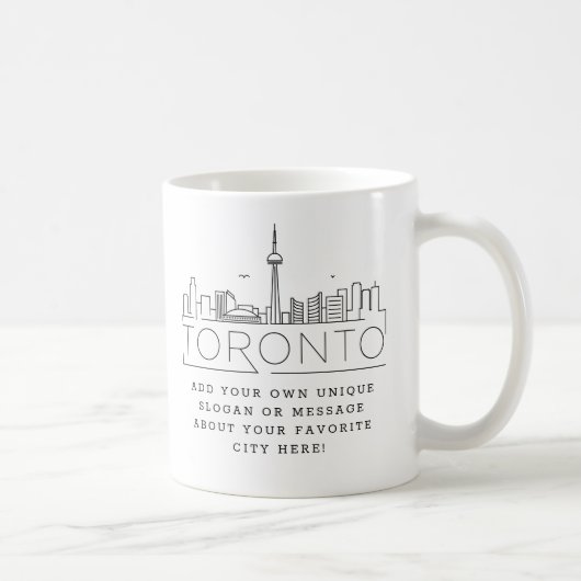 Toronto Stylized Skyline | Aangepaste slogan Koffiemok (Rechts)