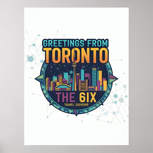 Toronto The 6ix Modern Kleurrijk Koel Abstract Poster (Voorkant)