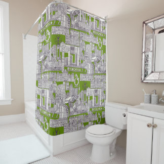 Toronto toile moerbei olijfgroen douchegordijn