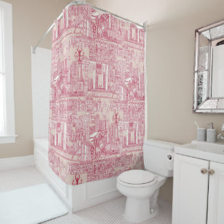 Toronto toilet levend magenta perzik stof douchegordijn