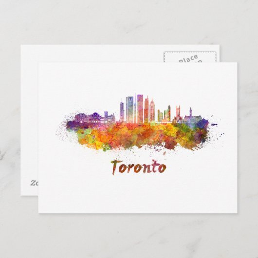 Toronto V2 skyline in watercolor Briefkaart (Voorkant / Achterkant)