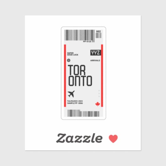 Toronto Vlucht ticket instapkaart reizen Canada Sticker (Vel)