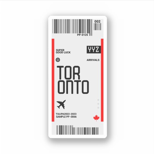 Toronto Vlucht ticket instapkaart reizen Canada Sticker (Voorkant)