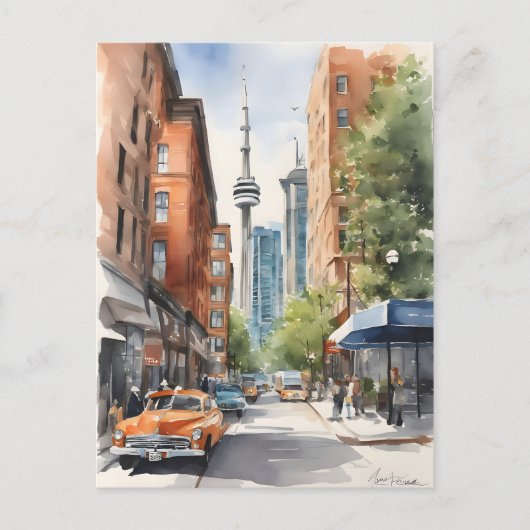 Toronto waterverf kunst briefkaart (Voorkant)