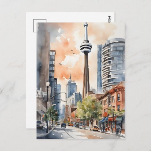 Toronto waterverf kunst briefkaart (Voorkant / Achterkant)