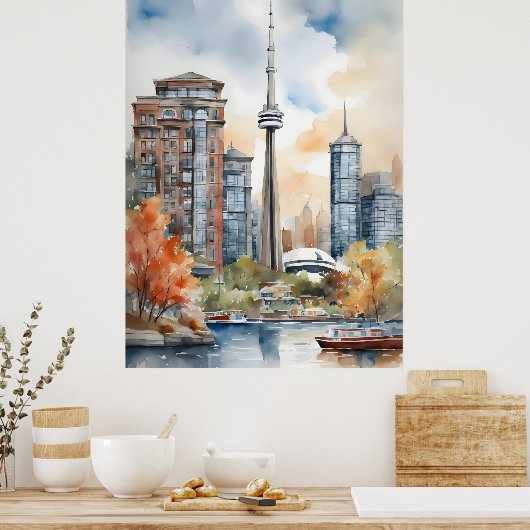 Toronto waterverf kunst poster (Keuken)