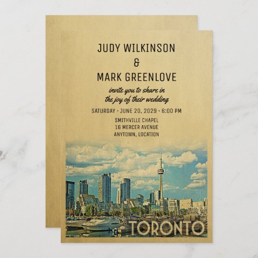 Toronto Wedding Invitation Canada Kaart (Voorkant / Achterkant)