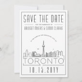 Toronto Wedding Stylized Skyline Save the Date Kaart (Voorkant)