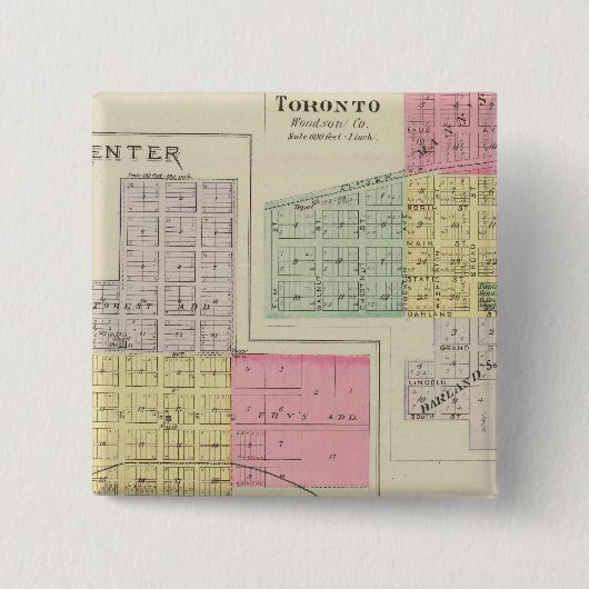 Toronto, Woodson County, Kansas Vierkante Button 5,1 Cm (Voorkant)