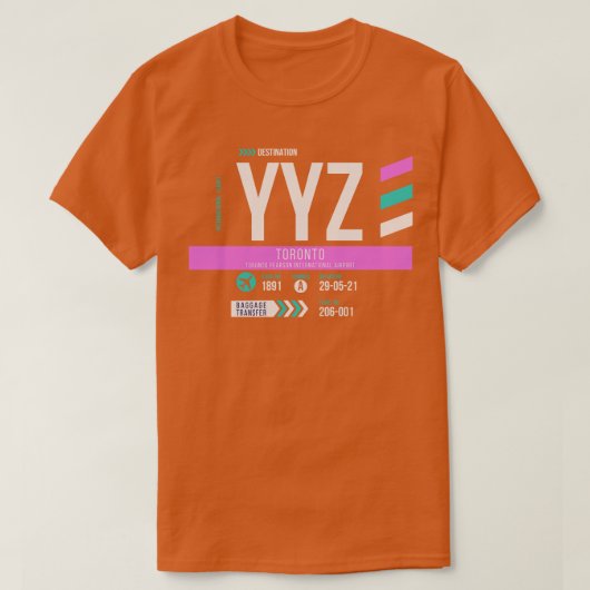 Toronto YYZ Airport Code Bagage Label D T-shirt (Design voorkant)