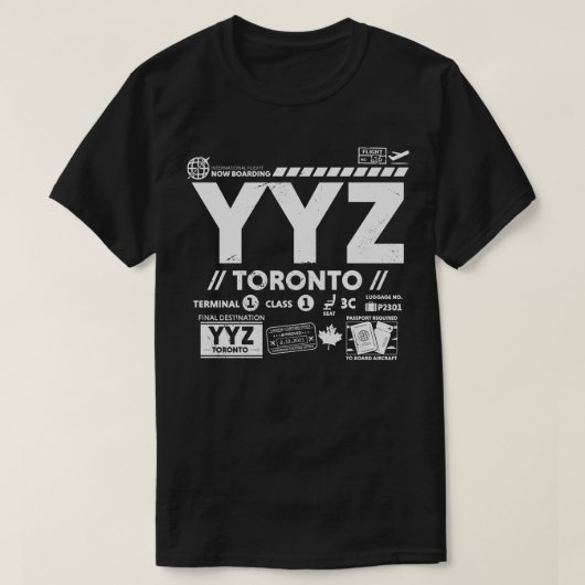  Toronto YYZ Airport Code Reisdag Retro T-shirt (Design voorkant)