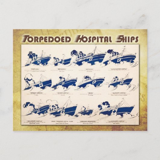 Torpedoed Hospital Ships in WWI Briefkaart (Voorkant)