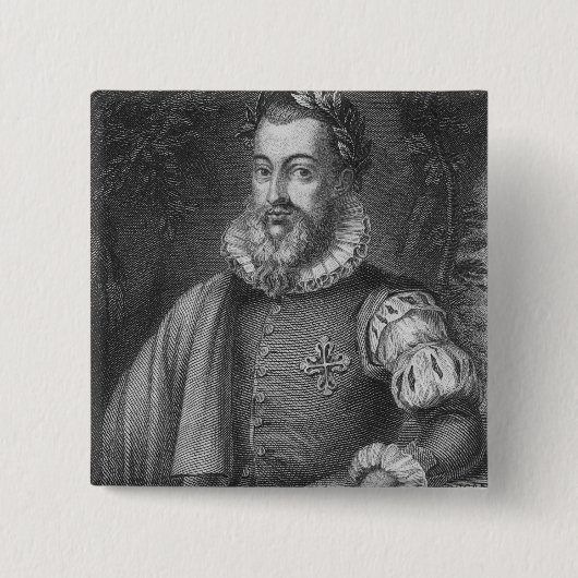 Torquato Tasso Vierkante Button 5,1 Cm (Voorkant)