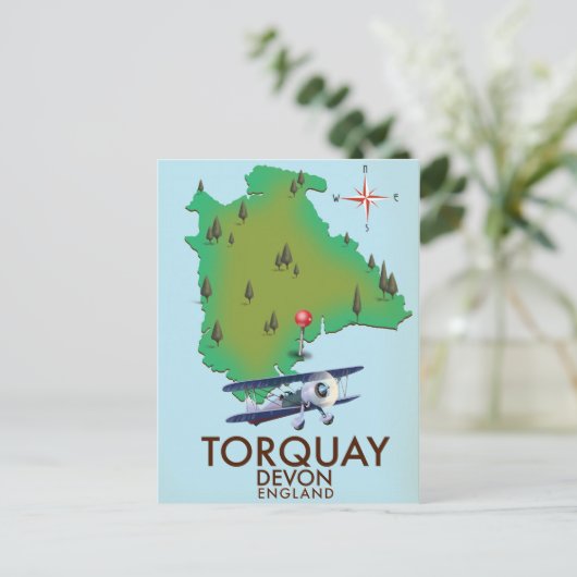 Torquay Devon  kaart poster kunst. (Staand voorkant)