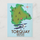 Torquay Devon  kaart poster kunst. (Voorkant)