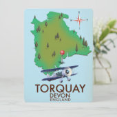 Torquay Devon  kaart poster kunst. (Staand voorkant)