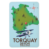 Torquay Devon kaart poster kunst. Magneet (Verticaal)