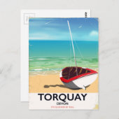 Torquay Devon  poster voor het reizen langs de kus Briefkaart (Voorkant / Achterkant)