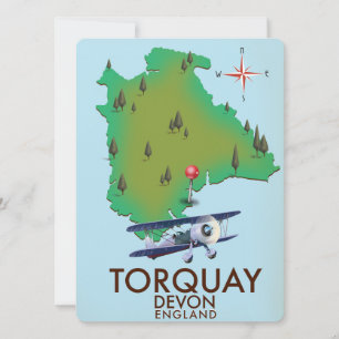 Torquay Devon Vintage kaart poster kunst.