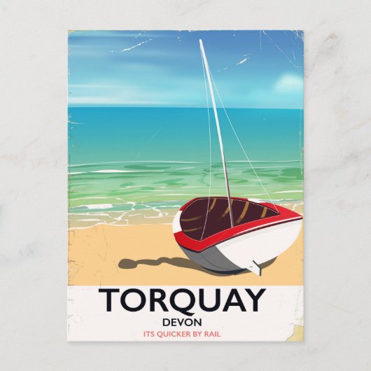 Torquay Devon vintage reisposter aan zee Briefkaart (Voorkant)