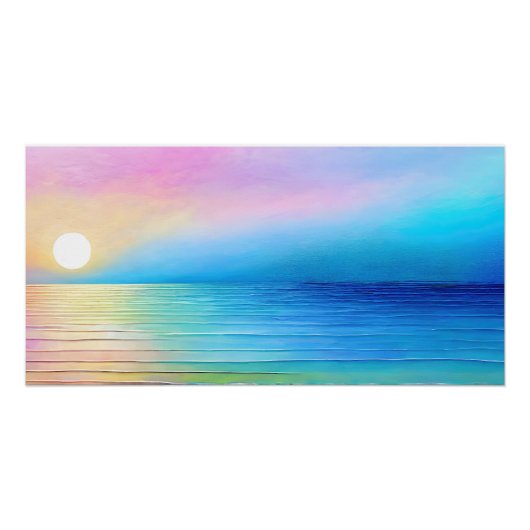 "Torranbay" Breed landschaps zeeschap in roze en b Perfect Poster (Voorkant)