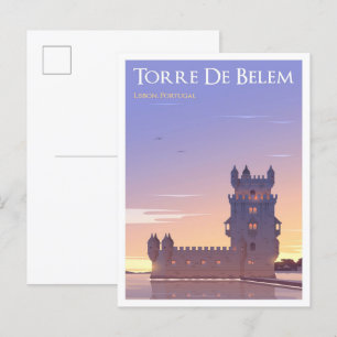 Torre de Belem Lissabon Portugal Vintage Travel Briefkaart