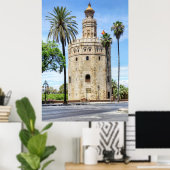 Torre del Oro in het Poster van Sevilla (Thuiskantoor)