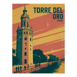 Torre del Oro Seville Spain Vintage Travel Poster 
