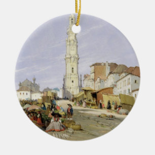 Torre dos Clerigos, Porto, Portugal, 1837 (olie op Keramisch Ornament