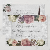 Torre Eiffel elegante lamentable de la Quinceanera Kaart (Voorkant / Achterkant)