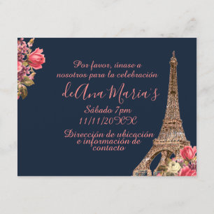 Torre Eiffel elegante lamentable de la Quinceanera Kaart