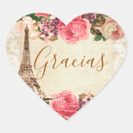 Torre Eiffel elegante lamentable de la vendimia Hart Sticker