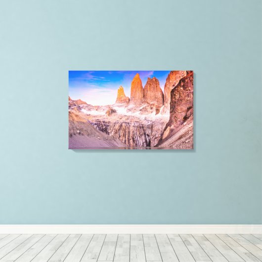 Torres del paine Chile Canvas Afdruk (Insitu (Houten vloer))