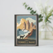 Torres del Paine Chile Illustration Travel Art Briefkaart (Staand voorkant)