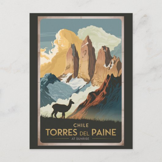 Torres del Paine Chile Illustration Travel Art Briefkaart (Voorkant)