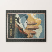 Torres del Paine Chile Illustration Travel Art Legpuzzel (Horizontaal)
