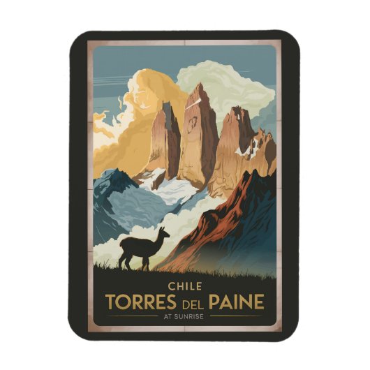 Torres del Paine Chile Illustration Travel Art Magneet (Verticaal)