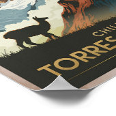 Torres del Paine Chile Illustration Travel Art Poster (Hoek)
