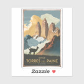 Torres del Paine Chile Illustration Travel Art Sticker (Vel)