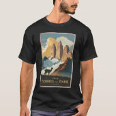 Torres del Paine Chile Illustration Travel Art T-shirt (Voorkant)